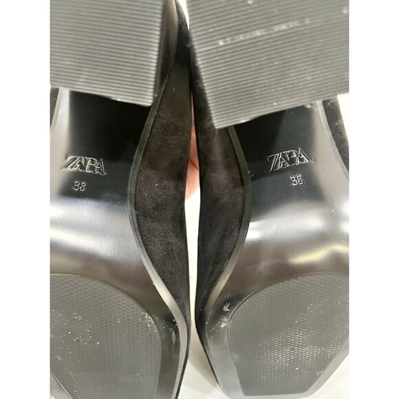 NWT ZARA Black Suede Block Heels - Picture 9 of 9